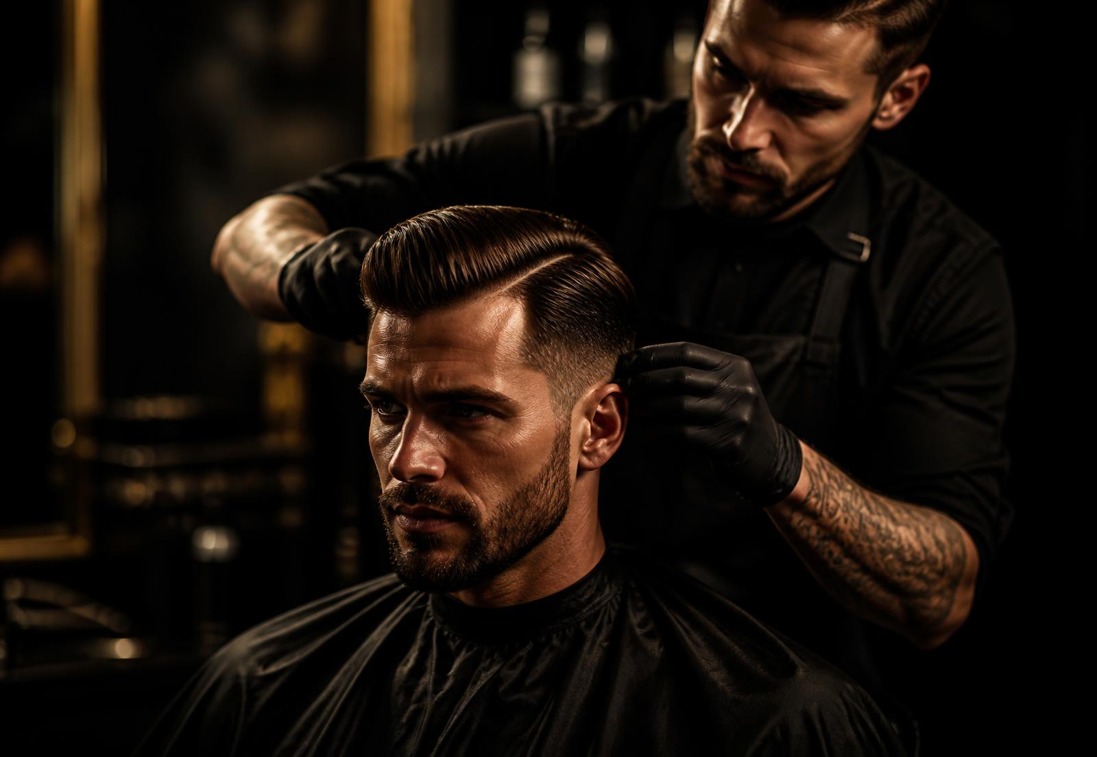 Barber wykonujący klasyczne strzyżenie męskie